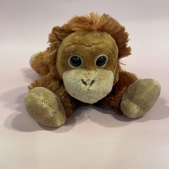Aurora Mini Flopsie 8” long Oscar Orangutang/Monkey Light Brown Monkey EUC - Picture 6 of 9